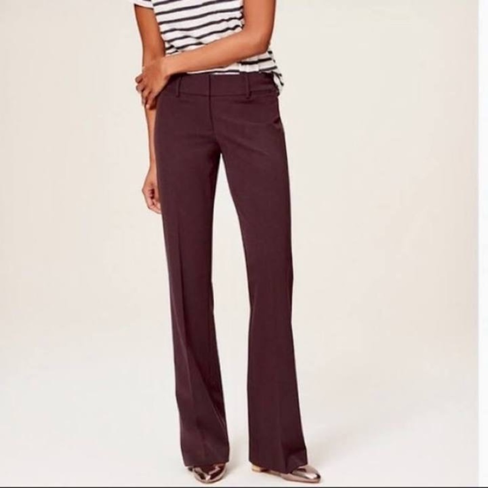 Brand New LOFT Marisa Trousers - Straight Leg Burgundy size 6